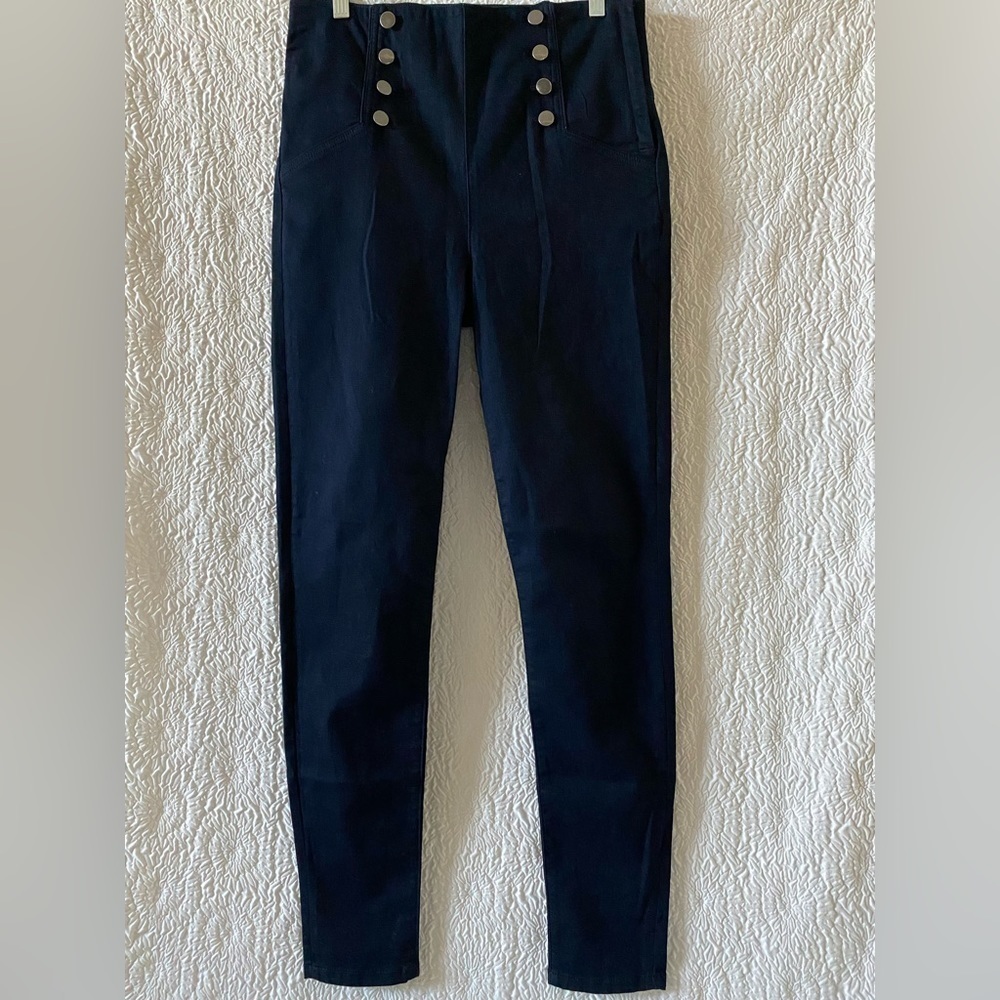 Forever 21 Premium Denim High Waist Button Detail Skinny Pants